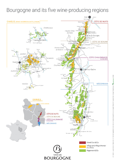 Bourgogne wijn producerende regio's
